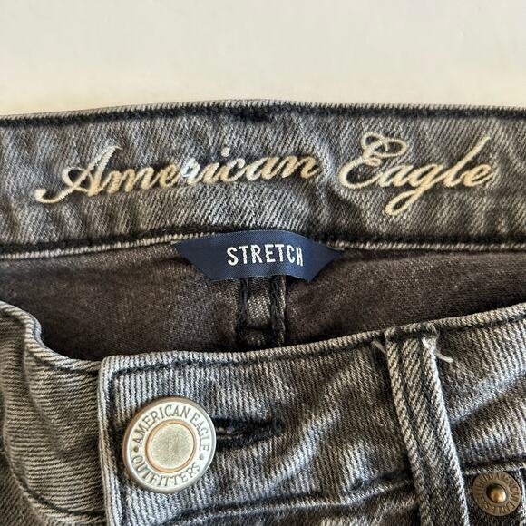 American Eagle Women's Stretch Washed Black Distressed Denim Skinny Jeans 2 - Picture 8 of 13